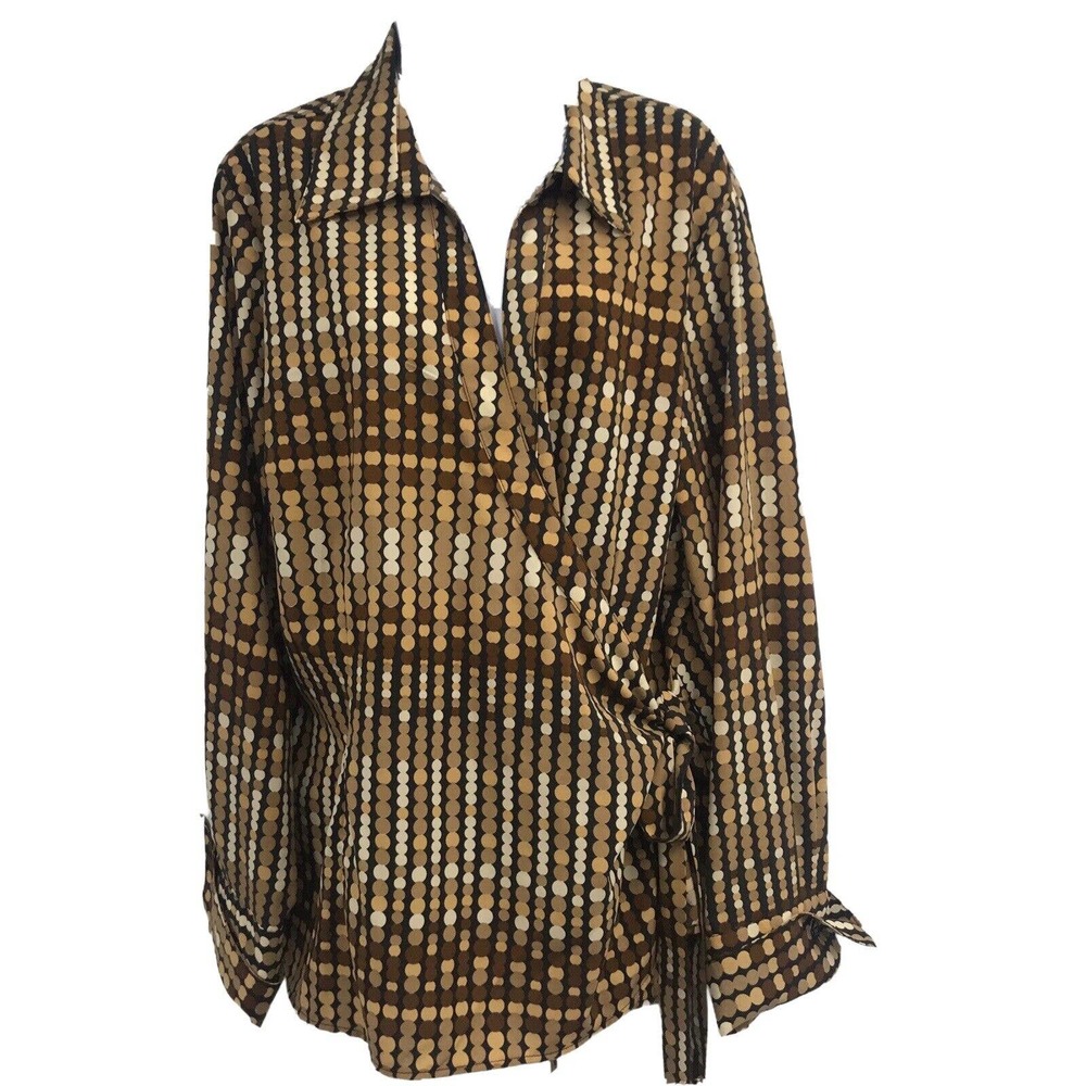 ASHLEY STEWART WOMEN'S SIZE 18 LONG SLEEVE WRAP FRONT BLOUSE